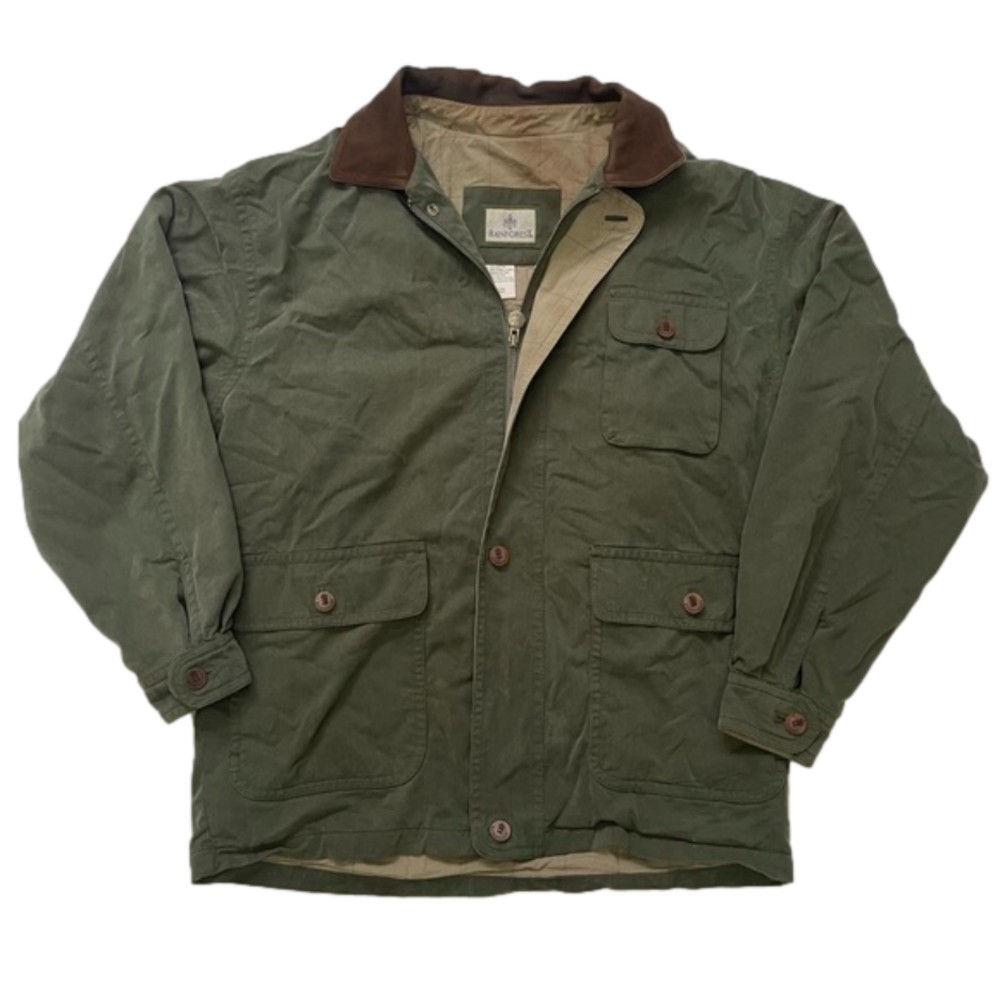 Vintage Rainforest Chore Barn Field Utility Coat Jacket Olive Green Rancher L